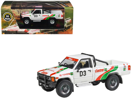 Toyota Hilux Pickup Truck #D3 "Castrol" White with Graphics "Rustenburg 400 Rally" (1995) 1/64 Diecast Model Car by Paragon Models-0