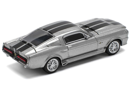 Shelby Mustang GT500 Gray Metallic with Black Stripes 1/64 Diecast Model Car by Pop Race-0