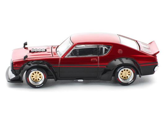 Skyline KPGC110 "Kenmeri" RHD (Right Hand Drive) Red Metallic and Black 1/64 Diecast Model Car by Pop Race-0