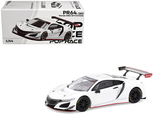 Honda NSX GT3 EVO22 White 1/64 Diecast Model Car by Pop Race-0