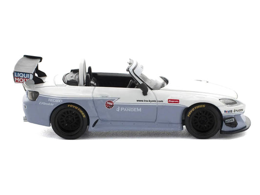 Honda Pandem S2000 RHD (Right Hand Drive) White and Blue Gray 1/64 Diecast Model Car by Pop Race-0