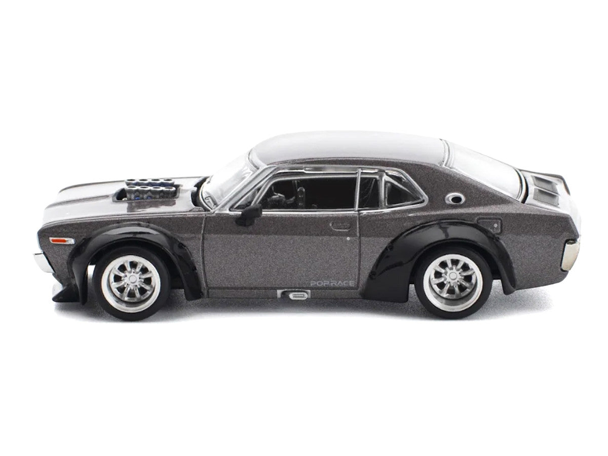 Datsun Laurel C130 RHD (Right Hand Drive) Gray Metallic 1/64 Diecast Model Car by Pop Race-3