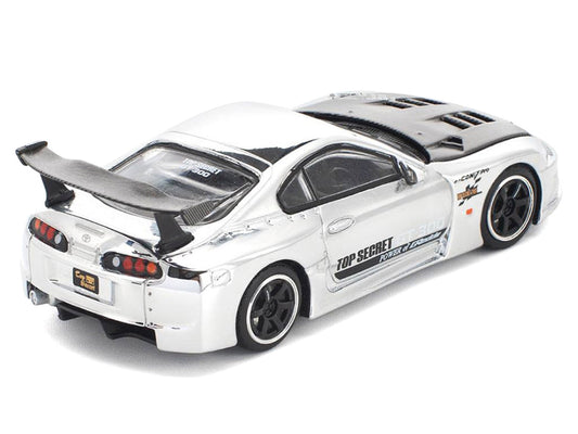 Toyota Supra "Top Secret" GT300 RHD (Right Hand Drive) Silver Chrome 1/64 Diecast Model Car by Pop Race-0