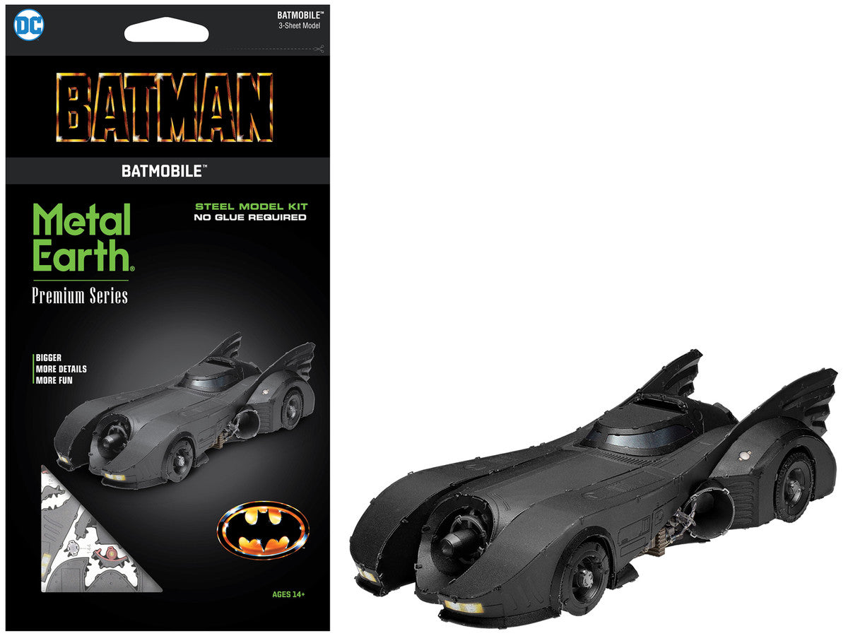 Model Kit 1989 Batmobile Black "Batman" (1989) Movie (Challenging Difficulty) Steel Model by Metal Earth-4
