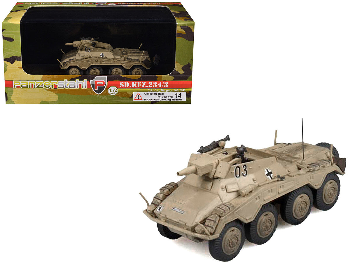 Sd.Kfz. 234/3 Armored Vehicle "#0 3rd Panzer Division Hungary" (1945) German Army 1/72 Diecast Model by Panzerstahl-4