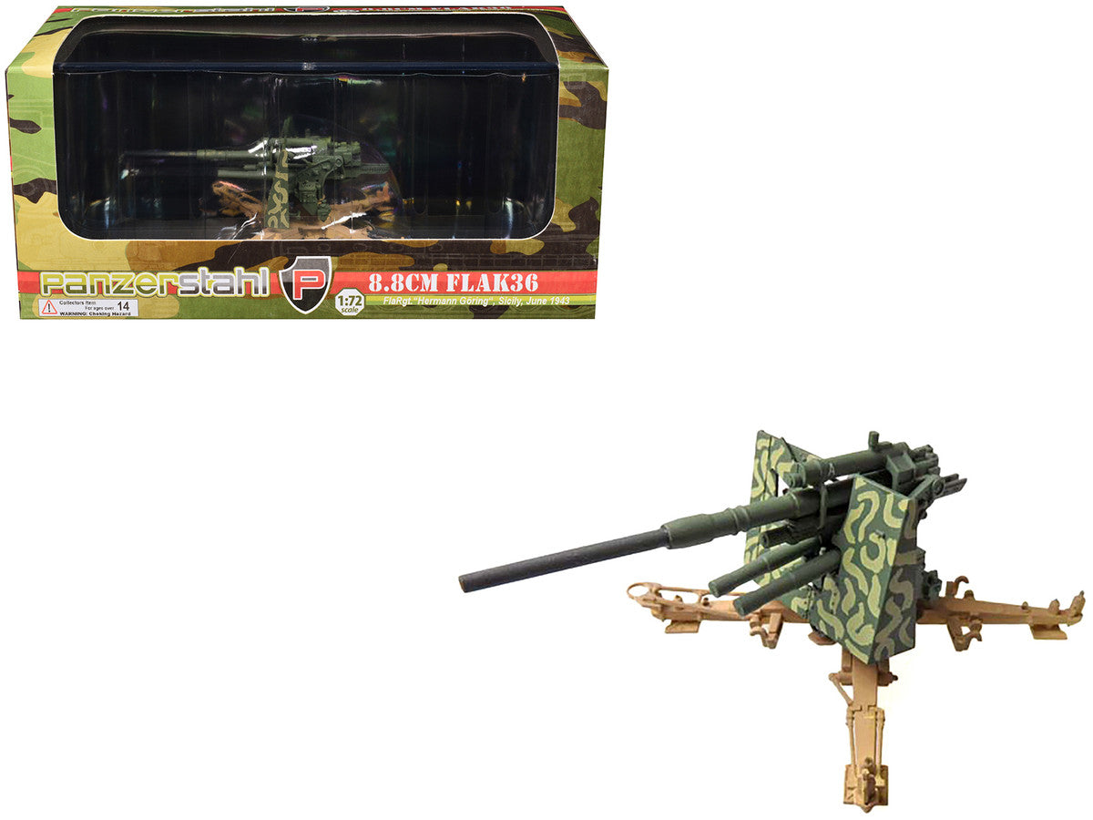 8.8cm Flak36 Gun "FlaRgt. Hermann Goring Sicily" (1943) German Army 1/72 Diecast Model by Panzerstahl-4