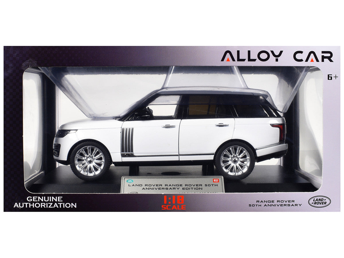 Land Rover Range Rover 50th Anniversary White Metallic with Sunroof 1/18 Diecast Model Car by Heimanba-2