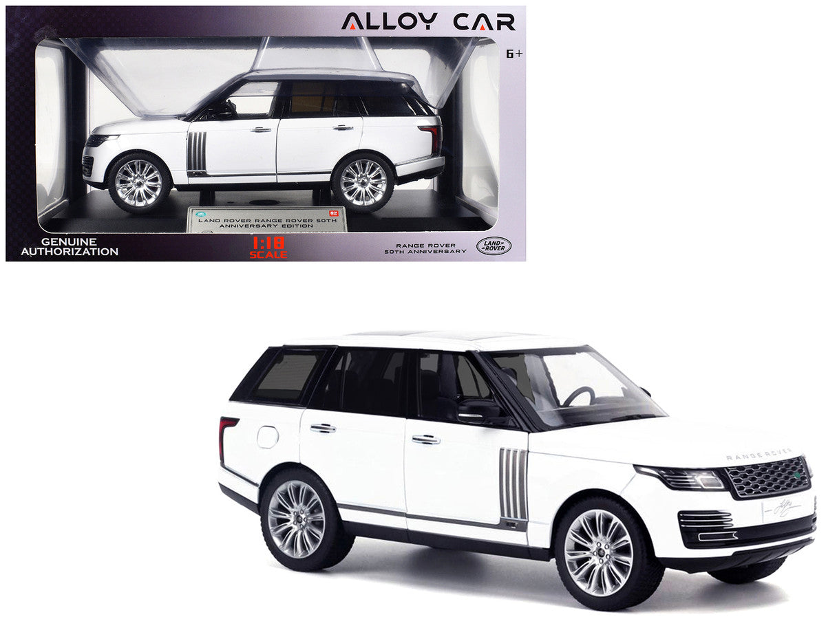 Land Rover Range Rover 50th Anniversary White Metallic with Sunroof 1/18 Diecast Model Car by Heimanba-0