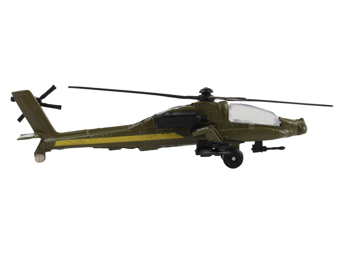 Boeing AH-64 Apache Helicopter Olive Drab "United States Army" with Runway Section Diecast Model by Runway24-2