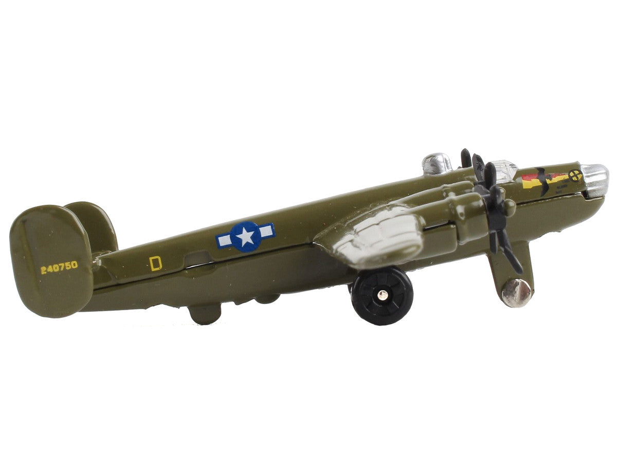 Consolidated B-24 Liberator Bomber Aircraft Olive Drab "United States Army Air Force" with Runway Section Diecast Model Airplane by Runway24-1