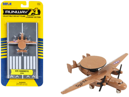 Northrop Grumman E-2C Hawkeye Aircraft Tan "United States Navy" with Runway Section Diecast Model Airplane by Runway24-0