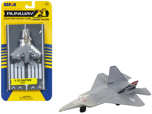 Lockheed Martin F-22 Raptor Stealth Aircraft Gray "United States Air Force YF-22" with Runway Section Diecast Model Airplane by Runway24-0