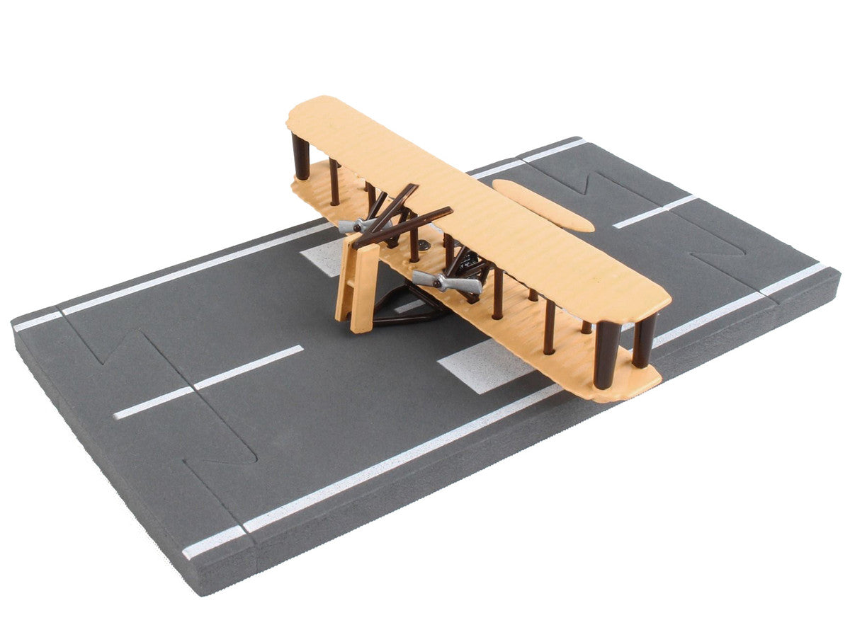 Wright Flyer Biplane Aircraft Beige with Runway Section Diecast Model Airplane by Runway24-2