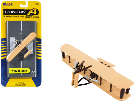 Wright Flyer Biplane Aircraft Beige with Runway Section Diecast Model Airplane by Runway24-0