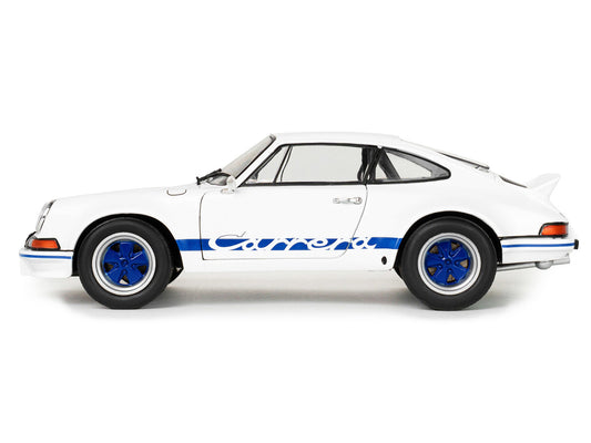 1973 Porsche 911 RSR Carrera White with Blue Stripes 1/18 Diecast Model Car by Solido-0