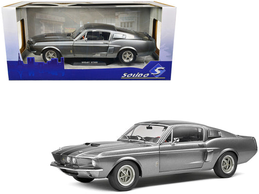 1967 Shelby GT500 Gray Metallic with Black Stripes 1/18 Diecast Model Car by Solido-0
