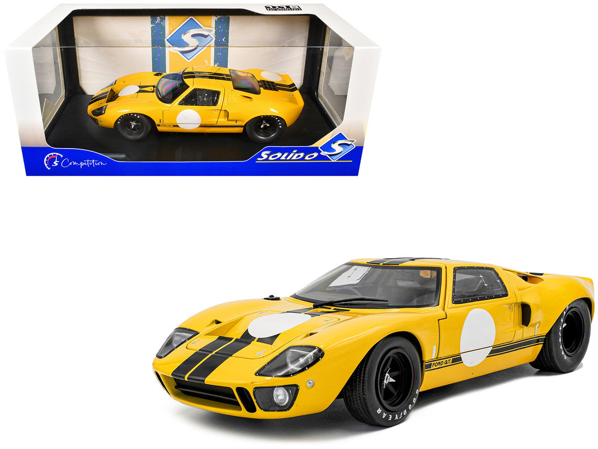 1968 Ford GT40 MK1 Yellow with Black Stripes "Competition" Series 1/18 Diecast Model Car by Solido-4