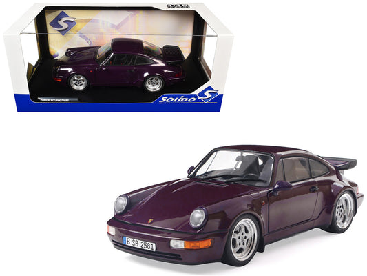 1990 Porsche 911 (964) Turbo Violet Blue Metallic 1/18 Diecast Model Car by Solido-0