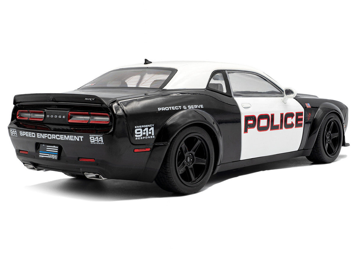 2023 Dodge Challenger Demon "Police" Black and White 1/18 Diecast Model Car by Solido-2