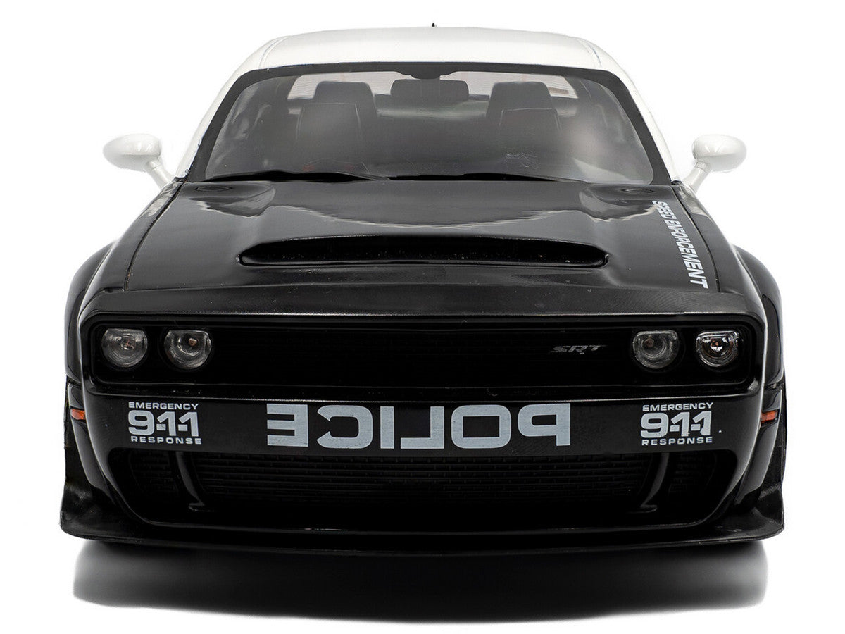 2023 Dodge Challenger Demon "Police" Black and White 1/18 Diecast Model Car by Solido-0