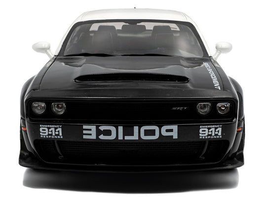 2023 Dodge Challenger Demon "Police" Black and White 1/18 Diecast Model Car by Solido-0