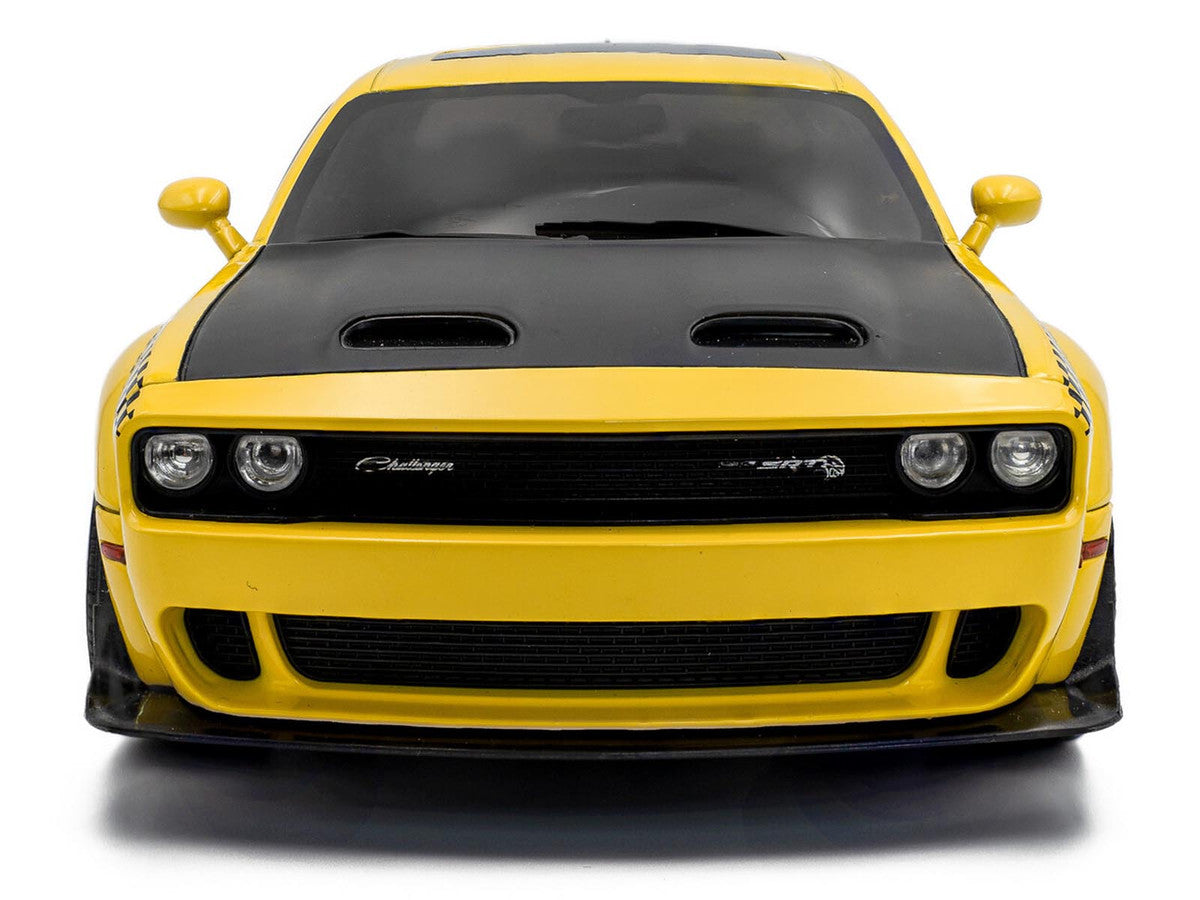 2023 Dodge Challenger SRT Hellcat Redeye Widebody Taxi "NYC Hellcab" Yellow with Black Hood and Graphics 1/18 Diecast Model Car by Solido-1