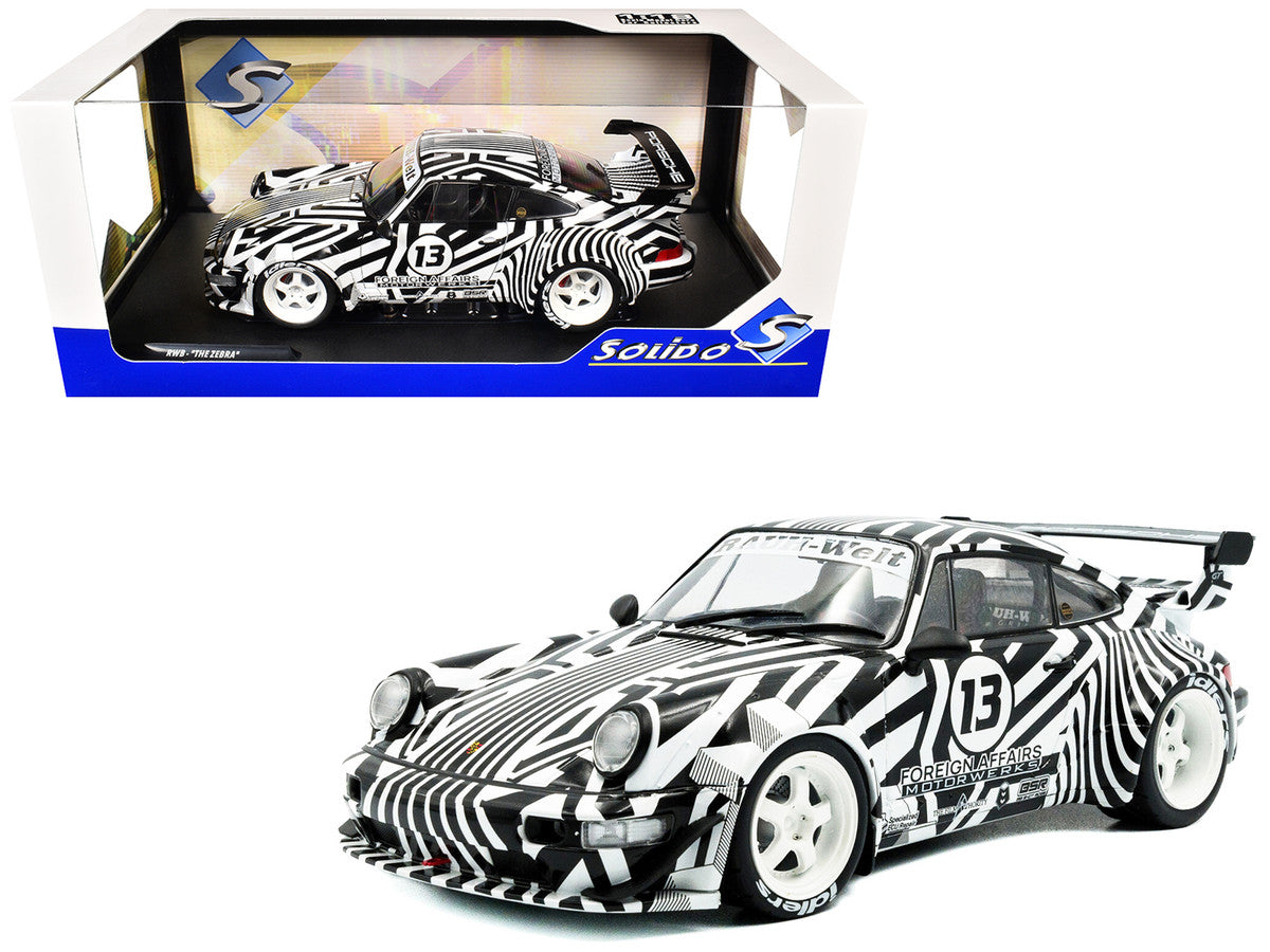 2022 RWB Bodykit #13 "The Zebra" Black and White Striped 1/18 Diecast Model Car by Solido-4