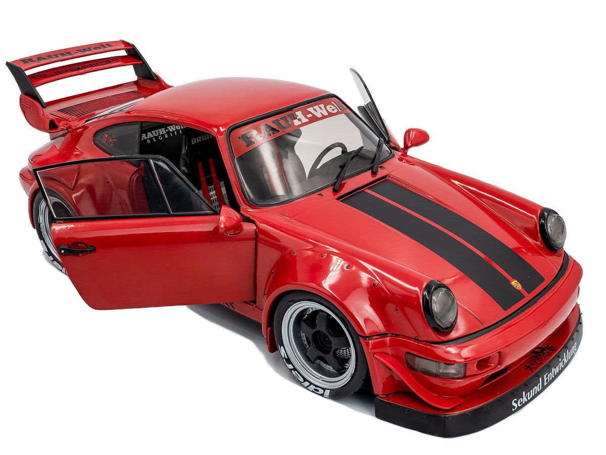 2024 RWB Bodykit "Taikano Kaishin" Red with Black Stripes 1/18 Diecast Model Car by Solido-2