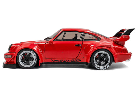 2024 RWB Bodykit "Taikano Kaishin" Red with Black Stripes 1/18 Diecast Model Car by Solido-0