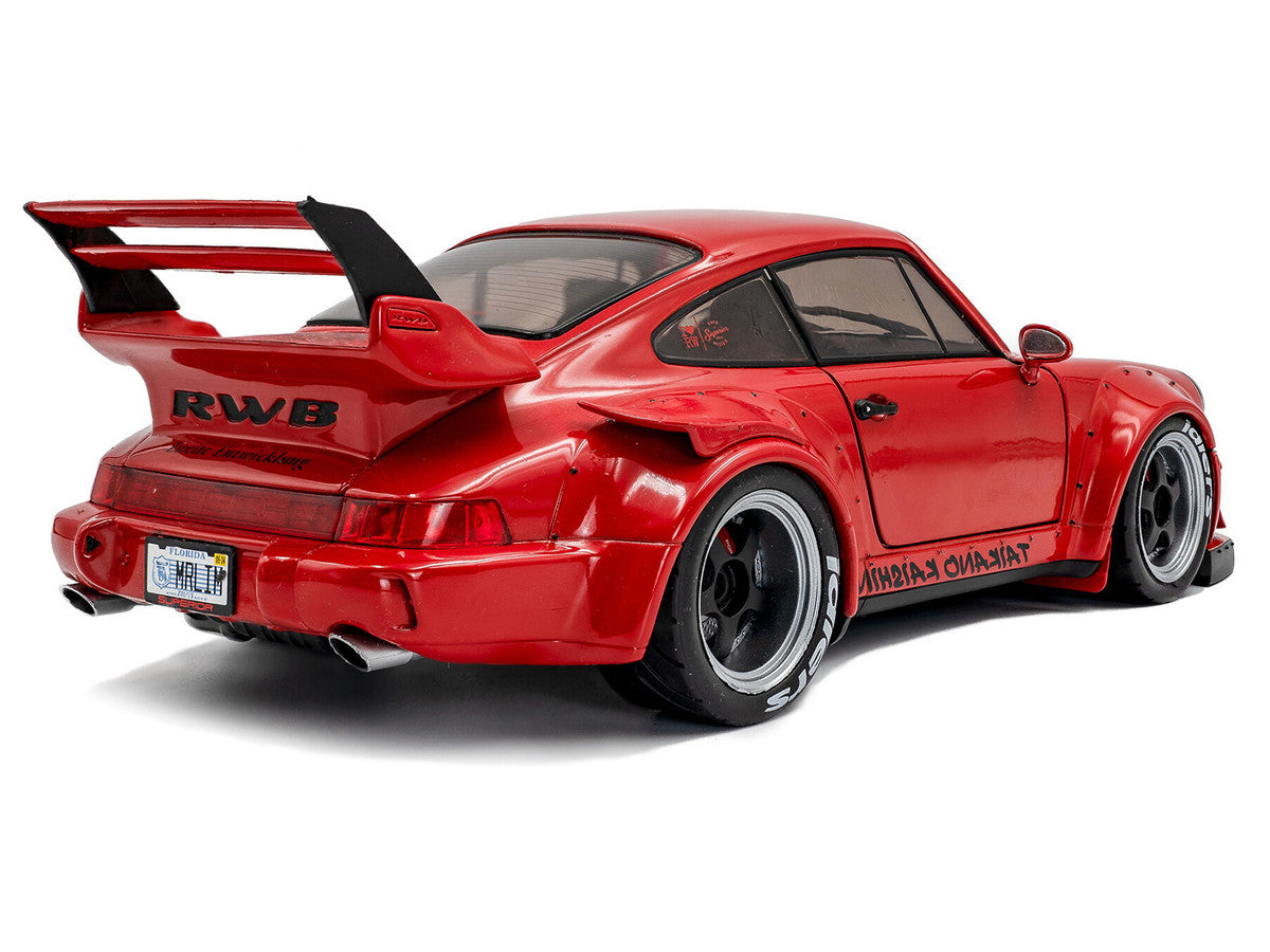 2024 RWB Bodykit "Taikano Kaishin" Red with Black Stripes 1/18 Diecast Model Car by Solido-1
