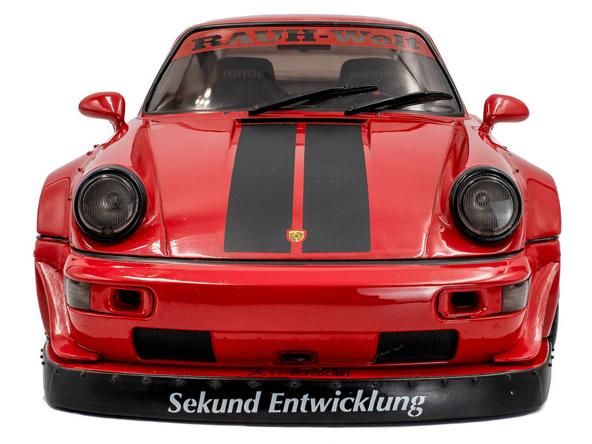 2024 RWB Bodykit "Taikano Kaishin" Red with Black Stripes 1/18 Diecast Model Car by Solido-3