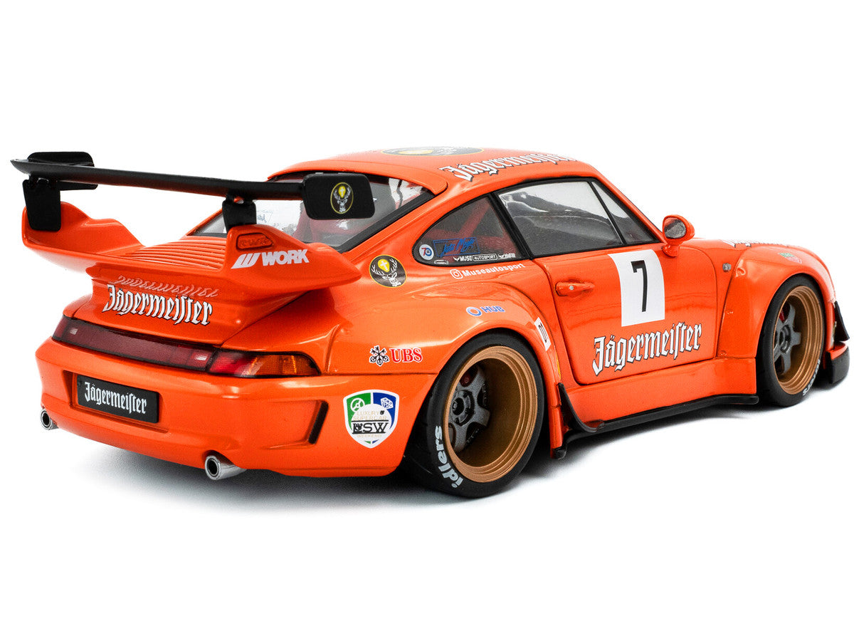 2020 RWB Bodykit #7 "Jagermeister" Orange with Graphics 1/18 Diecast Model Car by Solido-3