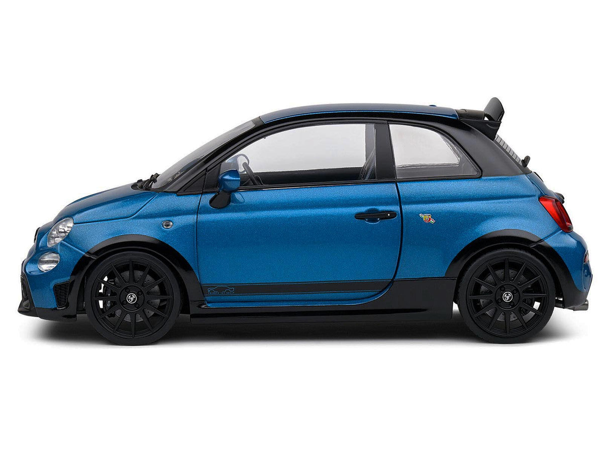 2022 Fiat 695 Abarth "Tributo 131 Rally" Podium Blue Metallic with Black Side Stripes 1/18 Diecast Model Car by Solido-2