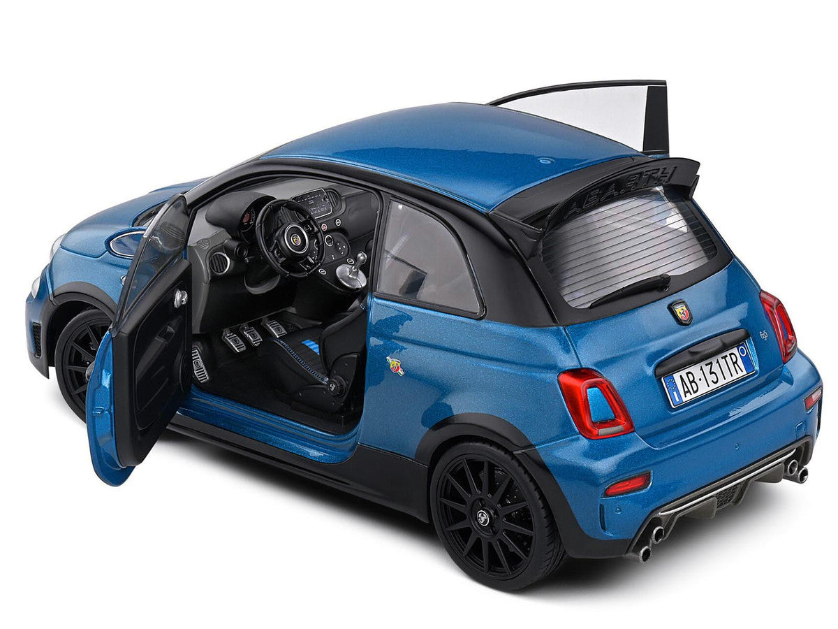 2022 Fiat 695 Abarth "Tributo 131 Rally" Podium Blue Metallic with Black Side Stripes 1/18 Diecast Model Car by Solido-3