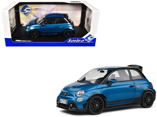 2022 Fiat 695 Abarth "Tributo 131 Rally" Podium Blue Metallic with Black Side Stripes 1/18 Diecast Model Car by Solido-0