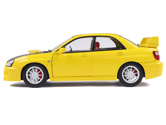 2003 Subaru Impreza WRX STI RHD (Right Hand Drive) Yellow with Carbon Hood 1/18 Diecast Model Car by Solido-0