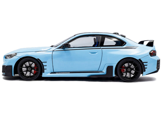 2024 BMW M2 Performance Parts Zandvoort Blue with Carbon Top and Black Stripes 1/18 Diecast Model Car by Solido-0