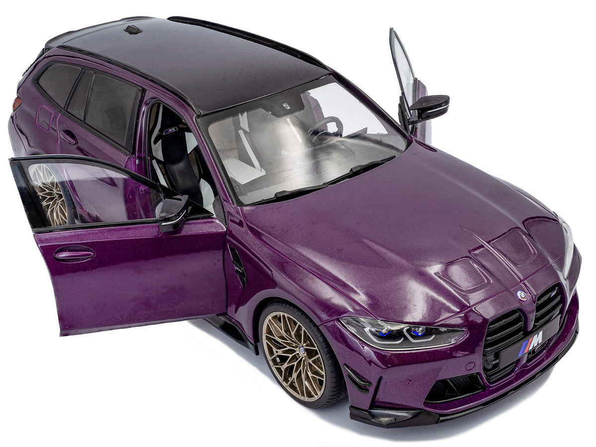 2024 BMW M3 Competition M xDrive Touring Twilight Purple Pearl Metallic with Black Top 1/18 Diecast Model Car by Solido-2
