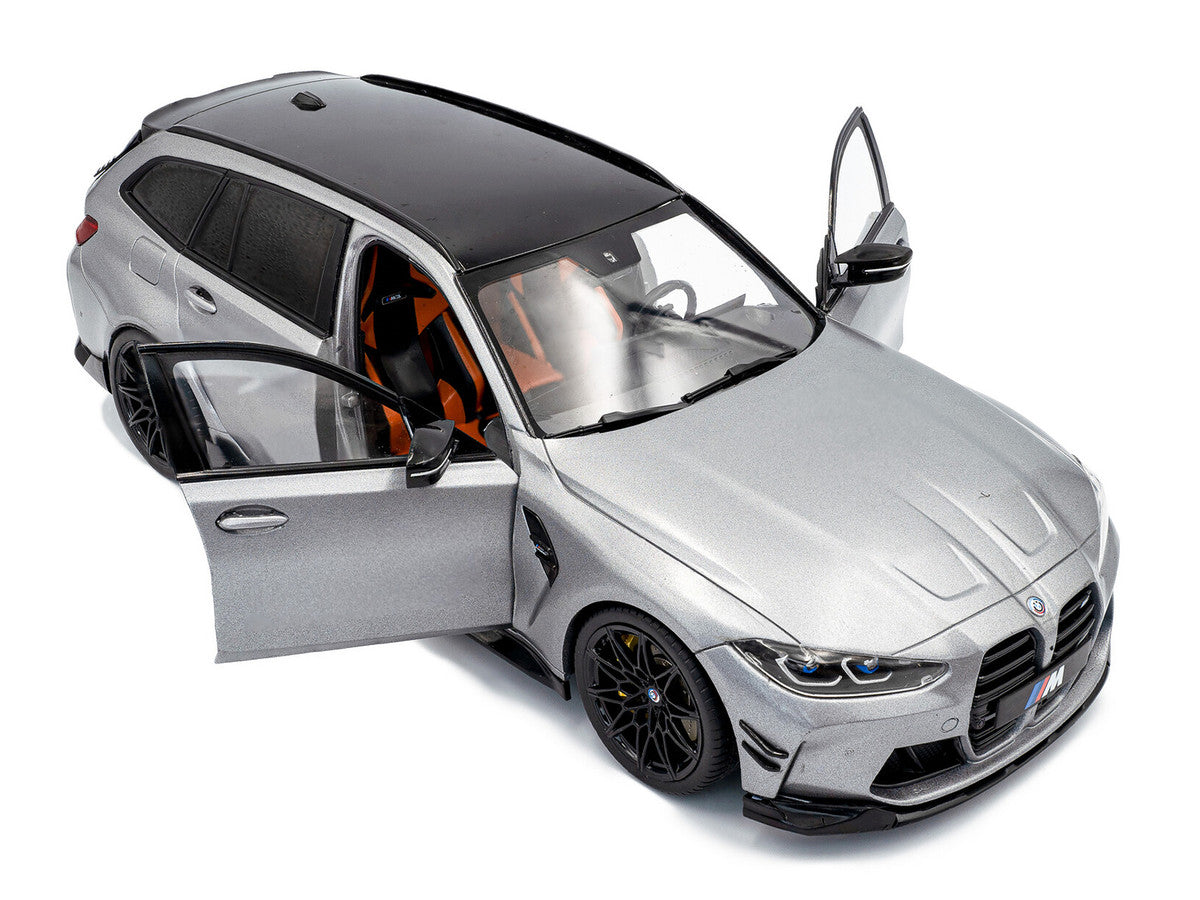 2024 BMW M3 Competition M xDrive Touring Frozen Pure Gray Metallic with Black Top 1/18 Diecast Model Car by Solido-1