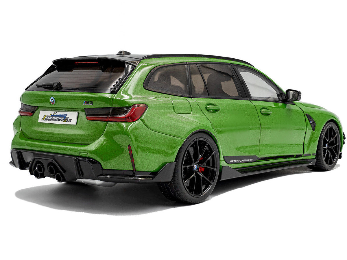 2024 BMW M3 Competition M xDrive Touring Green Metallic with Black Top 1/18 Diecast Model Car by Solido-1