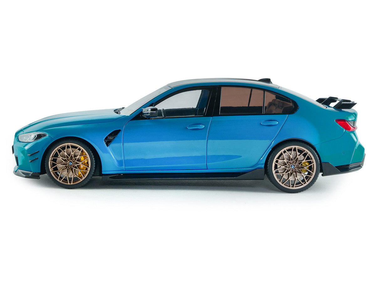 2024 BMW M3 Competition Daytona Beach Blue with Carbon Top 1/18 Diecast Model Car by Solido-2