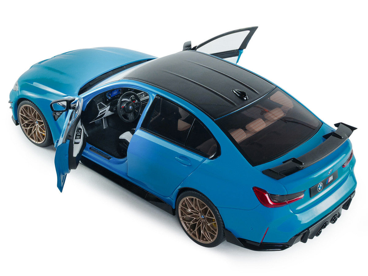2024 BMW M3 Competition Daytona Beach Blue with Carbon Top 1/18 Diecast Model Car by Solido-3
