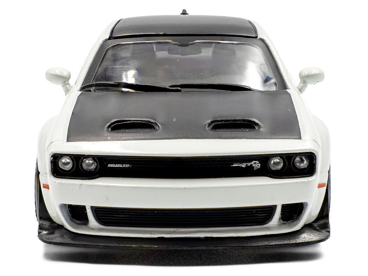 2020 Dodge Challenger SRT Hellcat Redeye Widebody White Knuckle with Matt Black Hood and Top 1/43 Diecast Model Car by Solido-3
