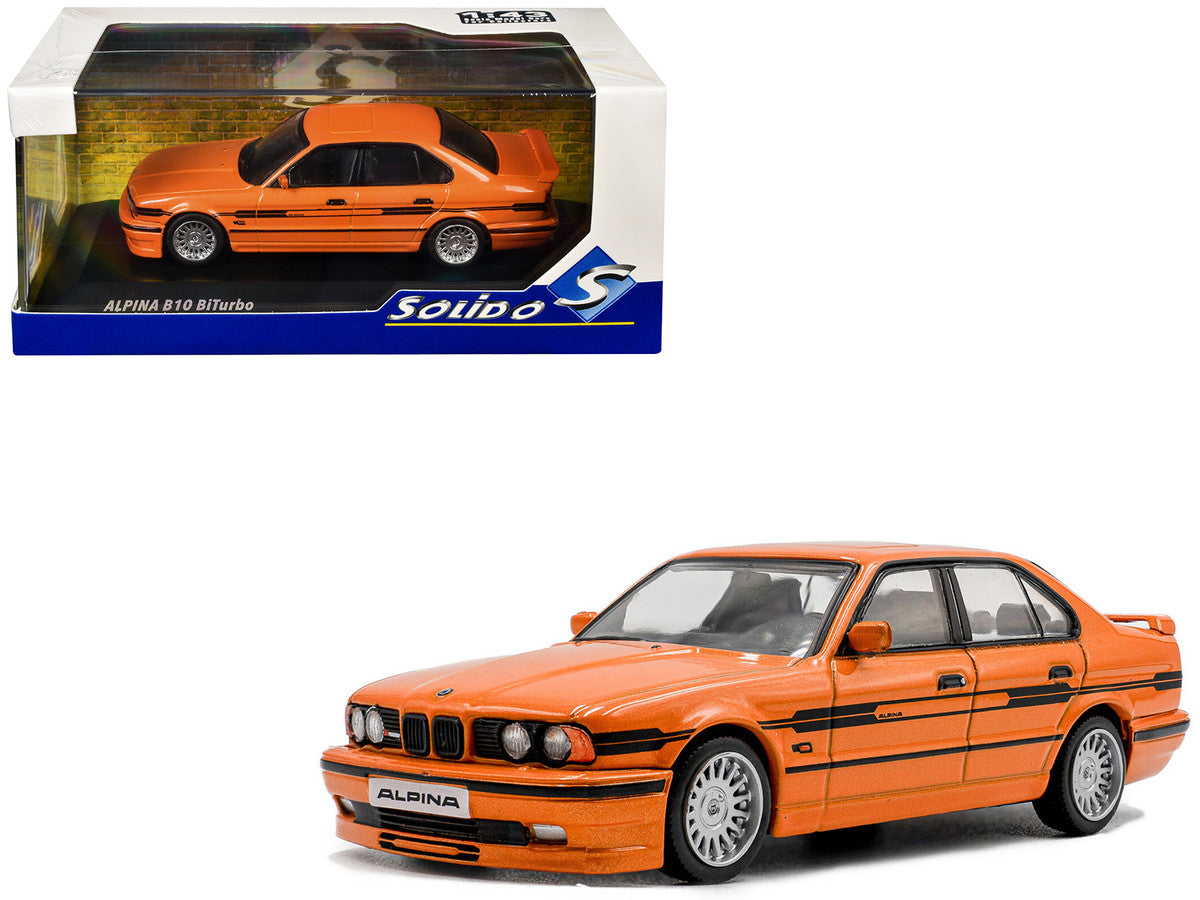 1994 BMW E34 Alpina B10 BiTurbo Orange Metallic with Black Stripes 1/43 Diecast Model Car by Solido-4