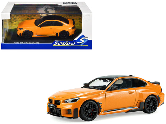 2024 BMW M2 M Performance Papaya Orange Metallic with Black Top 1/43 Diecast Model Car by Solido-0