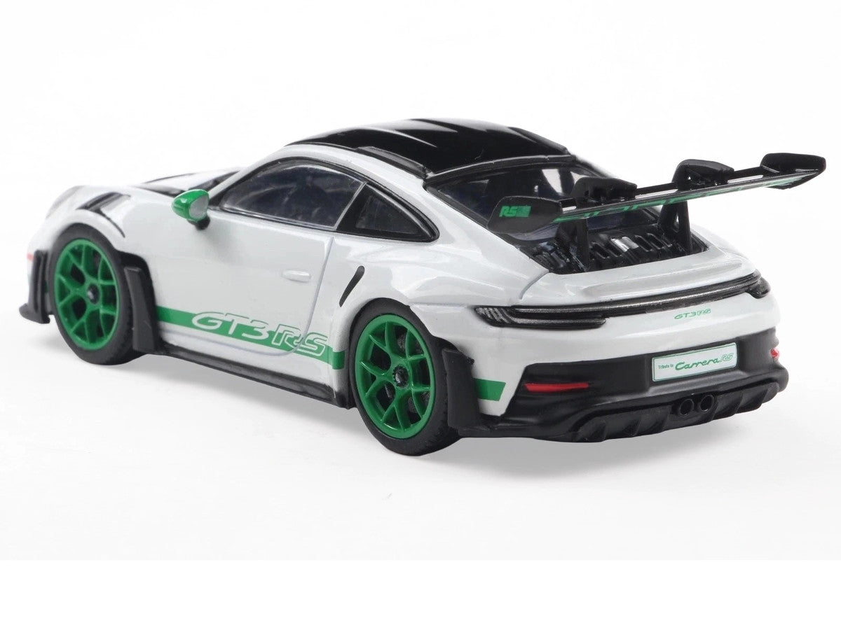 2023 Porsche 911 (992) GT3 RS "Tribute to Carrera RS Package" White with Green Stripes and Black Hood and Top 1/43 Diecast Model Car by Solido-2