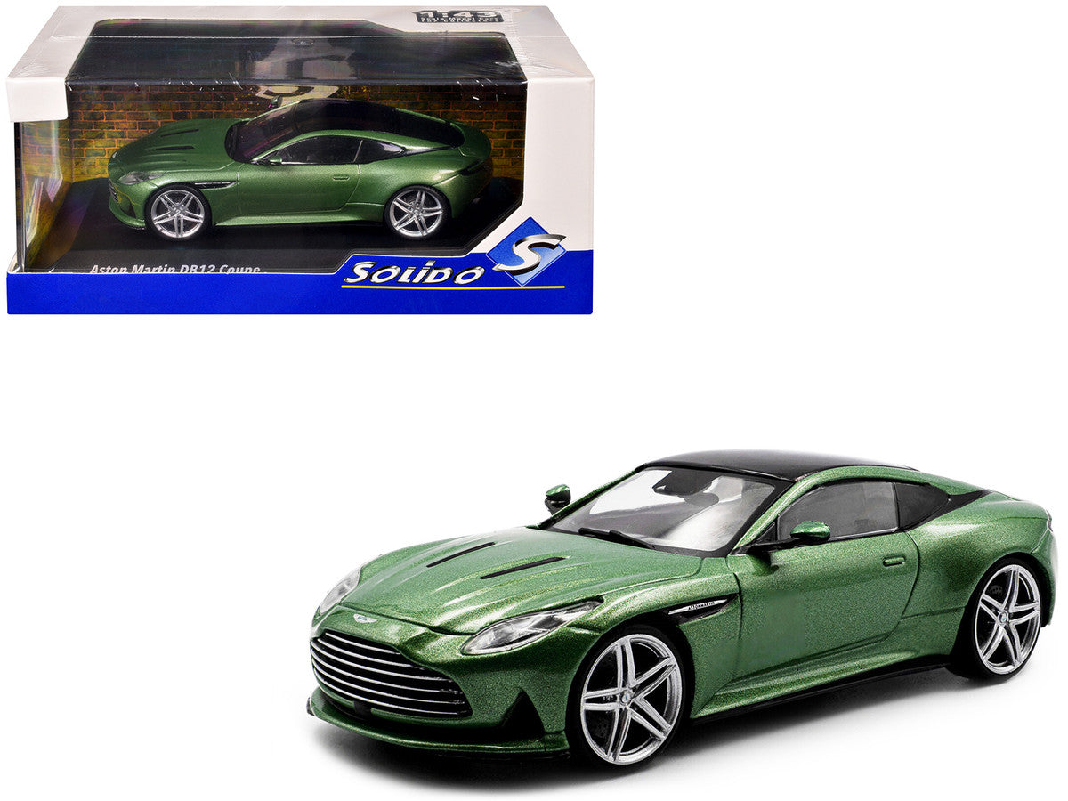 2023 Aston Martin DB12 Coupe Iridescent Emerald Metallic with Black Top 1/43 Diecast Model Car by Solido-4