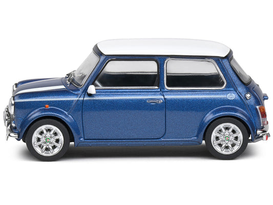 1994 Mini Cooper Sport Tahiti Blue Metallic with White Top and Stripes 1/43 Diecast Model Car by Solido-0