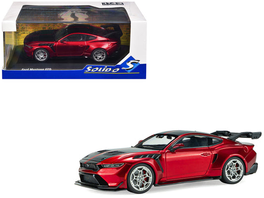 2025 Ford Mustang GTD Chroma Flame Red Metallic with Black Stripes 1/43 Diecast Model Car by Solido-0