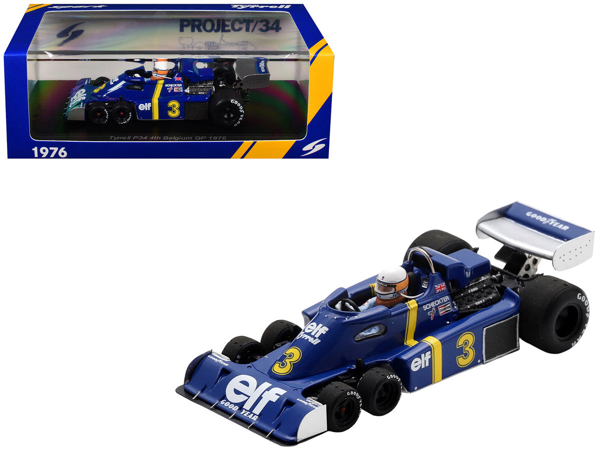 Tyrrell P34 #3 Jody Scheckter Formula One F1 "Belgian GP" (1976) with Driver 1/43 Model Car by Spark-4
